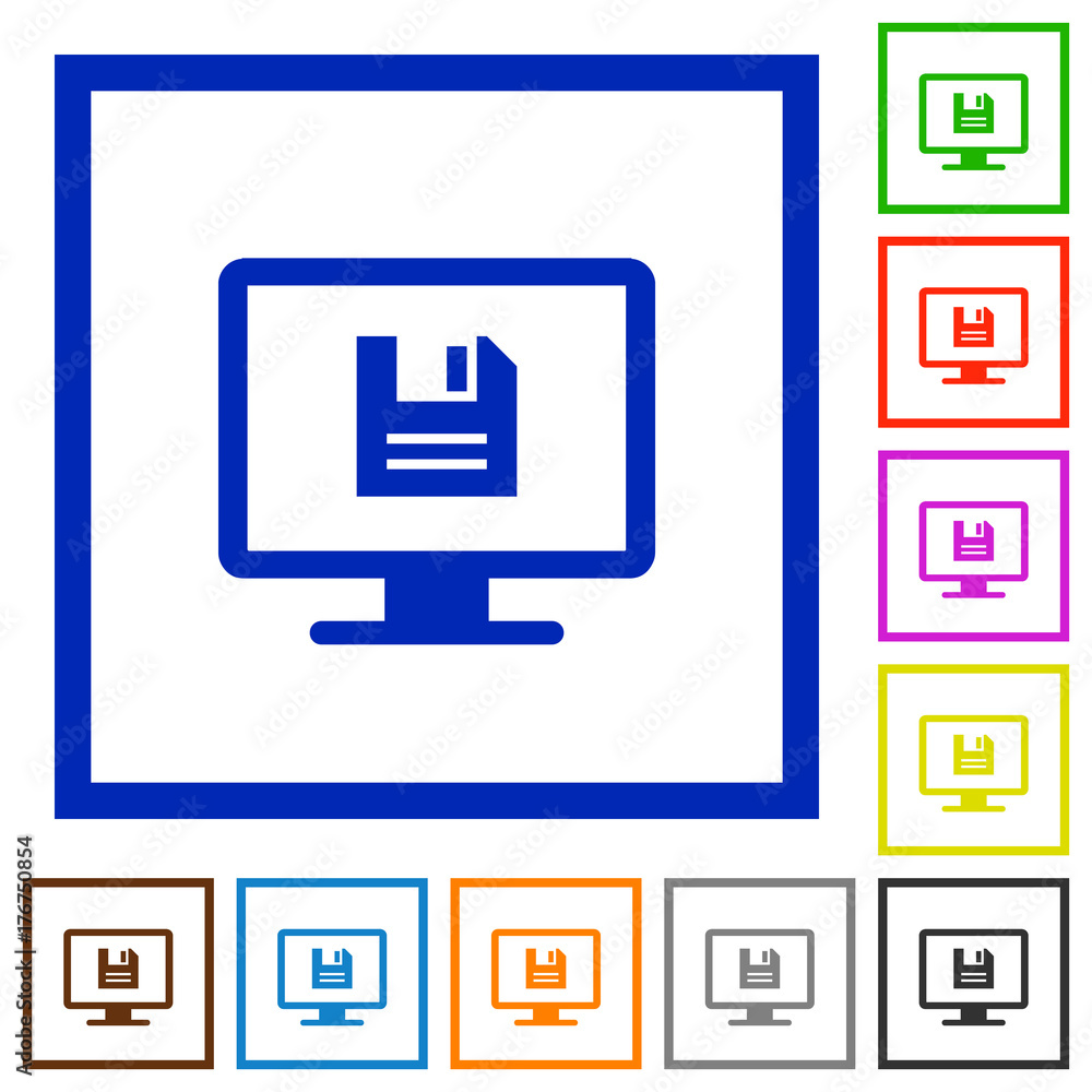 Poster save display settings flat framed icons