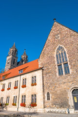 Magnificent colorful Cathedral of Magdeburg in Autumn, Germany