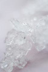 salt crystals on pink background