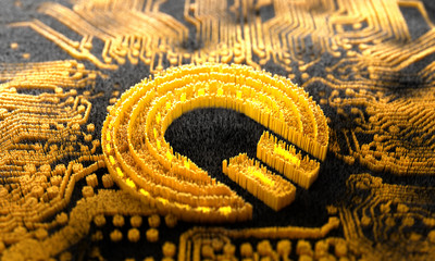 Crypto-currency, Mobile banking, 3D rendering
