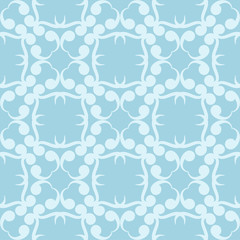 Seamless blue and white pattern with wallpaper ornaments
