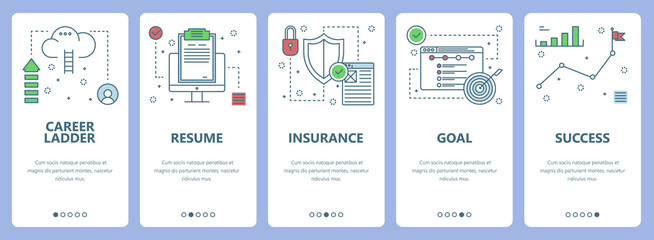 Vector modern thin line flat design career ladder vertical banners