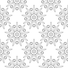 Gray floral seamless pattern on white background