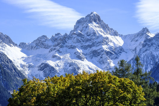Famous Mountain Zimba in autumn, Vorarlberg, Austria, Europe
