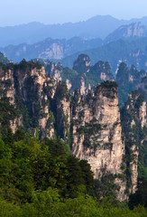 Floating mountains in Zhangjiajie National Forest Park in Hunan Province, China