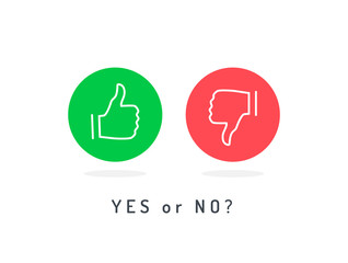 Obraz premium Like and dislike icons set. Thumb up and thumb down. Yes or no? Trendy flat vector.