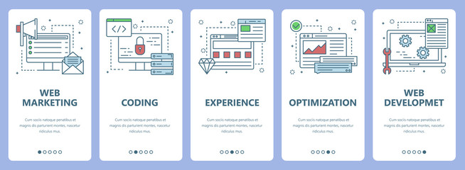 Vector thin line flat design web marketing concept vertical banners