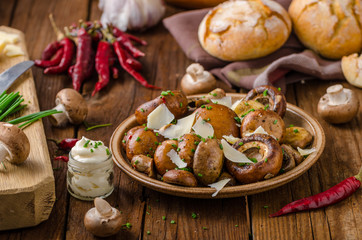 Mushrooms salad, parmesan and mayo