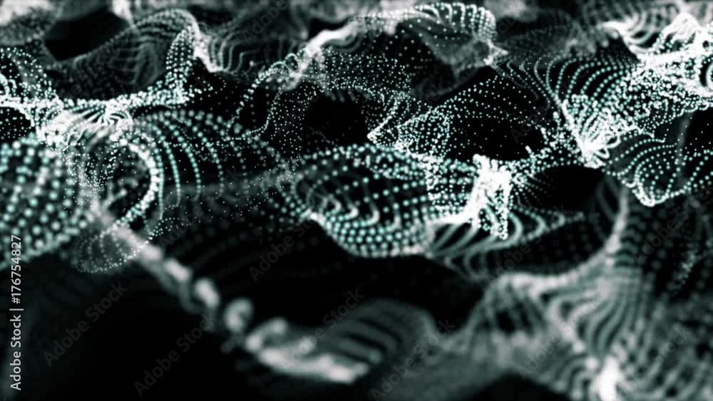 Poster strong swirls of particles of depth of field. seamless loop.