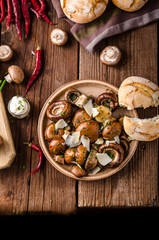 Mushrooms salad, parmesan and mayo