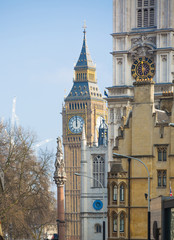 Fototapeta na wymiar London, UK - June 27, 2017: Big Ben and Westminster Abbey. Street view