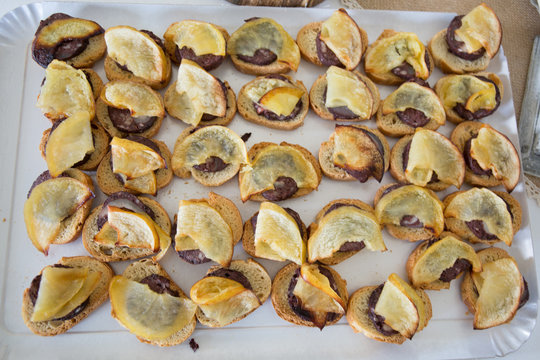 boudin with apple toast canapes in party events
