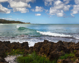 Wave Breaking at the Beach in Oahu