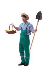 Young farmer isolated on the white background