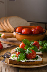 Bread cheese spread baked tomato