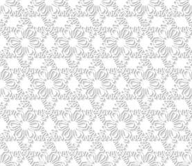 Foto op Canvas Seamless winter pattern, white snowflakes, Christmas and New Year background, holiday decor. Vector illustration © Sergey Bogdanov