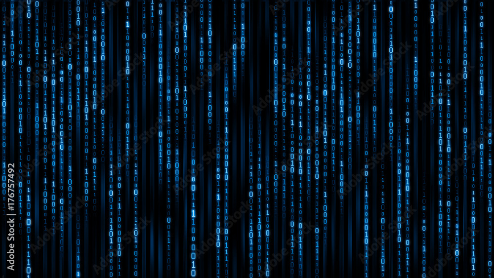 Fototapete digital information concept - binare code background. 3d render