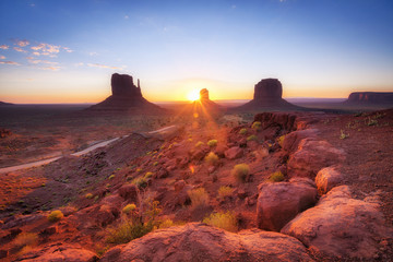 amazing sunrise at monument valley, arizona