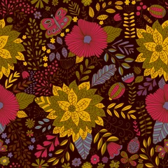 Wandaufkleber Vector flower pattern. Seamless botanic texture, © Markovka