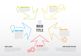 Thin line infographics template with colorful arrows