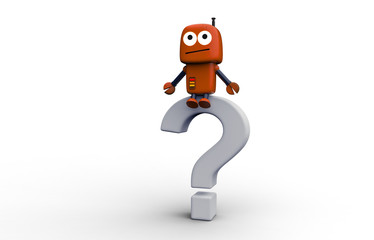 Robot and  question mark. 3d illustration