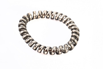 Eelastic black spiral hari tie isolated on white