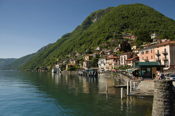 Fototapeta na wymiar Argegno, little town in the western branch of lake Como