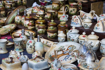 Traditional Hungarian ceramics for interior decoration in the market