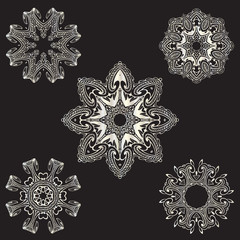 set of vector silver snowflakes