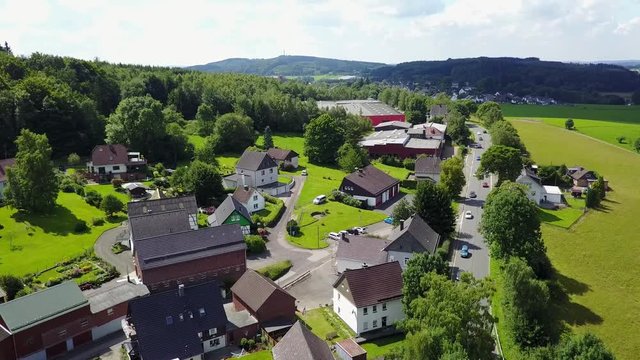 Drones flying over a village near Marienheide - Germany