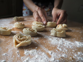 Making sweet rolls dough.
