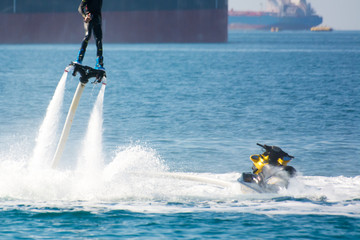 flyboard show in the ionian sea
