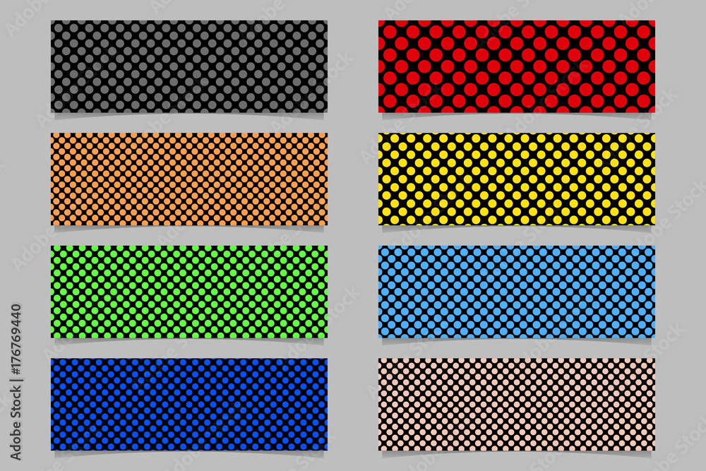 Aufkleber abstract horizontal banner background set with seamless polka dot pattern