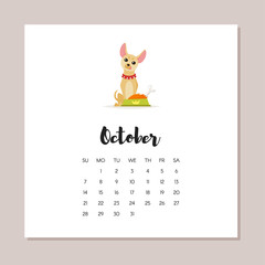 october dog 2018 year calendar