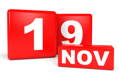 November 19. Calendar on white background.