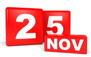 November 25. Calendar on white background.