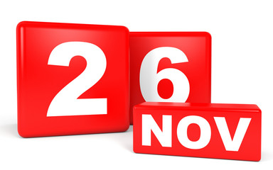 November 26. Calendar on white background.