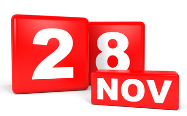 November 28. Calendar on white background.