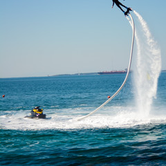Obraz premium flyboard show in the ionian sea