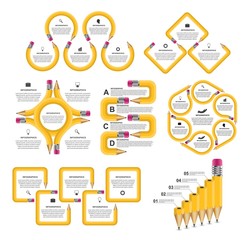 Collection Education Infographics template. Infographics for business presentations or information banner.