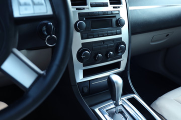 Control panel of car, closeup