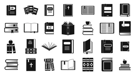 Books icon set, simple style