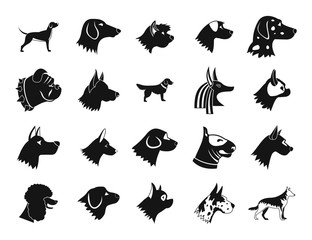 Dog icon set, simple style