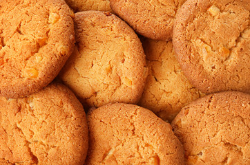 Many delicious oatmeal cookies, closeup