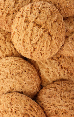 Many delicious oatmeal cookies, closeup