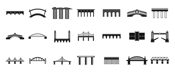 Bridge icon set, simple style
