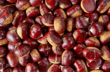 Top view of chestnuts background