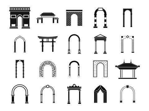Arch icon set, simple style