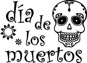 Day of the Dead Black and White Spanish