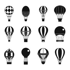 Air ballon icon set, simple style - obrazy, fototapety, plakaty